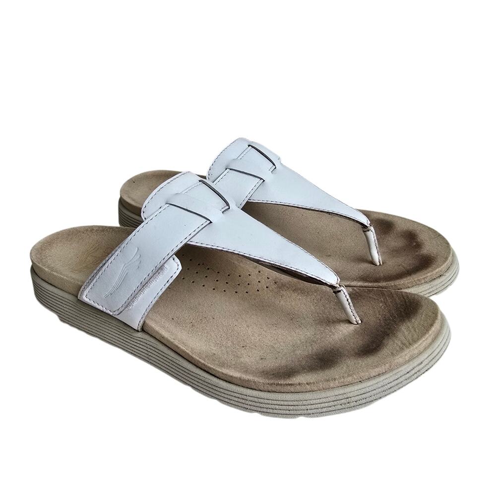 Dansko Cece Sandals Size EU41 US 10.5-11 White Leather Thong Sandal Flipflops